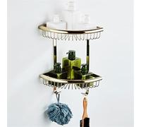 Mensola da doccia a parete, a doppio livello, con scolapiatti e ganci, finitura spazzolata ad olio nero, perfetta per shampoo, cosmetici e spezie da cucina