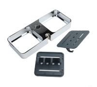 Mensola da doccia con piattaforma orizzontale a doppia divisione laterale e 8 ganci per organizzare in modo efficiente gli elementi essenziali della doccia (argento)