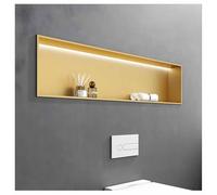 Mensola Da Doccia In Acciaio Inox, Mensola Da Incasso Per Doccia Mensola Da Bagno Senza Piastrelle Adatta Per Riporre Oggetti Nella Doccia, Mobiletto Da Incasso A Parete(Gold,120X12.5X28 CM)