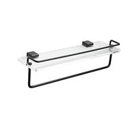 Mensola da doccia in acrilico e mensole galleggianti a parete con barra porta asciugamani, multiuso, per bagno e cucina, per cosmetici, spezie e accessori, design a doppio palo da 60 cm