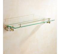 Mensola da doccia in vetro dorato, montaggio a parete, scaffale galleggiante per bagno, porta asciugamani e mensola per shampoo, arredamento elegante per il bagno, design salvaspazio.