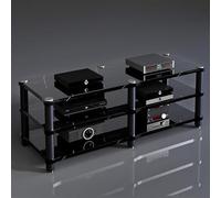 Mensola da Gioco, Supporto Audio, Supporto Multimediale, Box da Gioco, Scaffale per Audio, Video E Dvd, Scaffale per Proiettore sotto La TV, Supporto per Giochi, Port, Black Stripes, 120x48x54cm