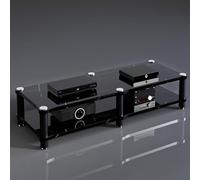Mensola da Gioco, Supporto Audio, Supporto Multimediale, Box da Gioco, Scaffale per Audio, Video E Dvd, Scaffale per Proiettore sotto La TV, Supporto per Giochi, Port, Black Stripes, 120x48x37cm
