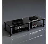 Mensola da Gioco, Supporto Audio, Supporto Multimediale, Box da Gioco, Scaffale per Audio, Video E Dvd, Scaffale per Proiettore sotto La TV, Supporto per Giochi, Port, Black, 120x48x37cm