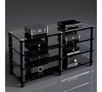 Mensola da Gioco, Supporto Audio, Supporto Multimediale, Box da Gioco, Scaffale per Audio, Video E Dvd, Scaffale per Proiettore sotto La TV, Supporto per Giochi, Port, Black Stripes, 120x48x75cm