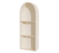 Mensola da incasso a parete con luce LED, nicchia per doccia ad arco semicircolare in acciaio inossidabile, elegante scaffale portaoggetti per bagno, cucina, soggiorno, hotel (beige, 30 x 90 x 15 cm)