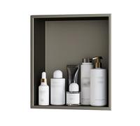 Mensola da incasso a parete per doccia in acciaio inox, impermeabile, non richiede piastrelle, finitura grigio opaco, 320 x 320 x 125 mm, ideale per bagni contemporanei
