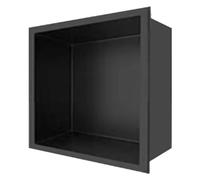 Mensola da incasso in acciaio inox per doccia in un unico pezzo, per riporre shampoo e articoli da toeletta, impermeabile, nero, 32 x 32 x 12,5 cm ed elegante