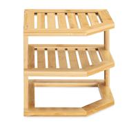 Navaris Mensola da Muro Angolare 3x Scaffali Doghe in Legno - Mobile Bagno ad Angolo 25,5x25,5x24cm - Scaffale Cucina - Mensole Camera da Letto Bambù