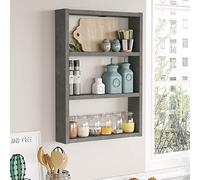 Mensola da Muro (AxLxP) 60 x 43 x 9 cm Scaffale Pensile a 3 Scomparti Portaoggetti per Cucina - Effetto Cemento