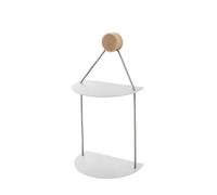 Mensola da Muro Doppia in Alluminio con cilindro in legno Rovere Dimensioni 22x14x h 36 cm Linea RING Bianco opaco RAL 9016 bianco