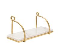 Mensola da Muro Sospesa in Metallo dorato e ripiano in marmo Dimensioni 40X16X18 cm completa con ripiano in marmo oro