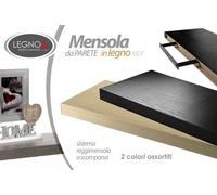 Mensola da Parete 120254 cm Pensile LEGNO KIT STAFFA MODERNA NERO ROVERE COLOR