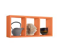 MENSOLA CUBO 3 SCOMPARTI SCAFFALE ARANCIONE SOGGIORNO CAMERA MODERNO TRISTANO
