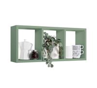 MENSOLA CUBO 3 SCOMPARTI SCAFFALE VERDE ACQUA SALOTTO CAMERA MODERNO TRISTANO