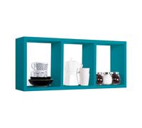 MENSOLA CUBO 3 SCOMPARTI SCAFFALE BLU SOGGIORNO SALOTTO CAMERA MODERNO TRISTANO