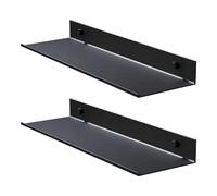 Mensola da Parete 40 cm, Mensola da Muro Doccia Metallo 2 Pezzi, Libreria a Parete Sospesa, Mensole da Muro per Libri, Barattoli di Spezie, DVD, Bagno, Cucina, Soggiorno (Nero)