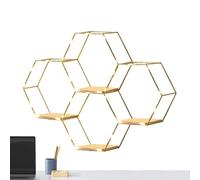 Mensola da parete a d'ape, design moderno esagono, con luci, decorativa da parete geometrica, per camera da , cucina e area di lavoro, memoria galleggiante per elegante organizzazione