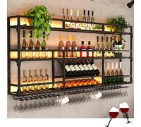 Mensola da parete a LED con supporto per vetro sospeso, per liquori, whisky e bicchieri, perfetta per la casa, la sala da pranzo o il bar del bar.