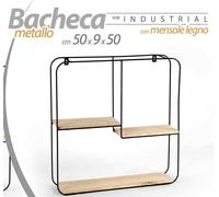 MENSOLA DA PARETE BACHECA 3 RIPIANI LIBRERIA SCAFFALE METALLO MENSOLE LEGNO 50cm
