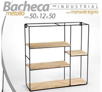 MENSOLA DA PARETE BACHECA 4 RIPIANI LIBRERIA SCAFFALE METALLO LEGNO 505012 cm
