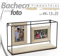 MENSOLA DA PARETE BACHECA PORTAFOTO LIBRERIA SCAFFALE METALLO LEGNO 441325 CM