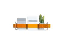 Mensola da parete con pannello traslucido, mensole in metallo con design anti-caduta, libreria in ferro da parete, camera letto e sala pranzo bar, espositive mensole decorative sospese(White+Orange,60