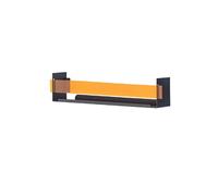 Mensola da parete con pannello traslucido, mensole in metallo con design anti-caduta, libreria in ferro da parete, camera letto e sala pranzo bar, espositive mensole decorative sospese(Black+Orange,60