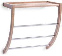 Mensola da Parete con Portasciugamani | Mensola con Porta Asciugamani | Portasciugamani in Legno e Metallo | Portasciugamani con Mensola per Bagno in Bambù e Metallo 38x24x40cm