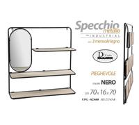 MENSOLA DA PARETE CON SPECCHIO PIEGHEVOLE BACHECA LIBRERIA METALLO h701670cm