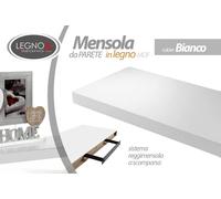 Mensola Parete Rettangolare Scaffale 60 x 25 x 3 cm Libreria Legno MDF Bianco