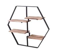 Mensola da parete esagonale in legno e ferro materiale metallico per soggiorno camera da letto utilizzato per libreria Display portabottiglie portabottiglie divisorio galleggiante rack di stoccaggio