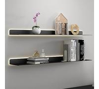 Mensola da parete galleggiante, con illuminazione a LED, libreria versatile per riporre oggetti, design robusto in metallo nero, 120 x 20 x 6 cm, perfetta per la decorazione della casa e dell'ufficio