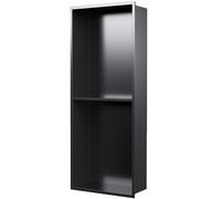 Mensola da parete in acciaio inox per docce e bagno di hotel, finitura nera, dimensioni: 700 x 280 x 125 mm, perfetta per interni moderni