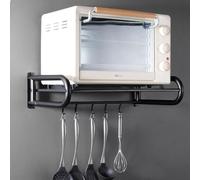Mensola da parete in acciaio inox per microonde con ganci rimovibili, organizer salvaspazio da cucina per forni elettrici ed elettrodomestici. Soluzione elegante per cucine moderne