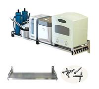 Mensola da parete in acciaio inox per microonde con griglia e contenitore, durevole e salvaspazio, per un facile accesso e soluzioni di archiviazione efficienti