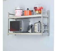 Mensola da parete in acciaio inox, scaffale a 2 ripiani per cucina, microonde e forno, scaffale da parete commerciale (70 x 30 x 55 cm)