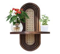 Mensola da parete in rattan, mensola angolare bohémien, rustica, intrecciata a mano, per vasi da fiori, mini, oggetti decorativi, decorazione vintage, porta piante per balcone, soggiorno, giardino