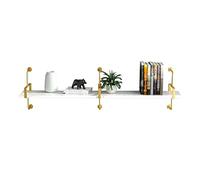Mensola da parete in stile scandinavo con struttura in finto marmo in legno massello e staffa in ferro dorato, libreria da parete e scaffale decorativo a strato singolo, 120 cm