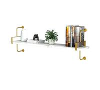 Mensola da parete in stile scandinavo con struttura in finto marmo, strato in legno massello e staffa in ferro dorato, libreria da parete e mensola decorativa (strato singolo, 100 cm)