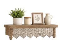Mensola da Parete Intagliata in Legno di Acacia, Vintage Shabby Chic