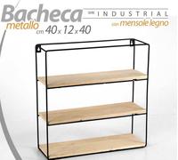 MENSOLA DA PARETE LIBRERIA SCAFFALE BACHECA MURO METALLO MENSOLE LEGNO 404012