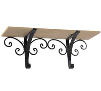 Mensola da Parete METALLO NERO RIPIANO LEGNO Pensile MODERNO CLASSICO 461317cm