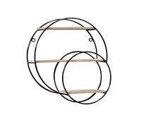 Mensola da parete moderna in metallo con ripiani in legno, decorazione da parete rotonda da parete, rustica, mensola sospesa, elegante supporto da parete per la decorazione e la conservazione della