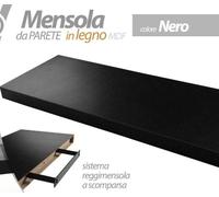 MENSOLA DA PARETE MODERNA LEGNO MURO REGGIMENSOLA A SCOMPARSA NERO 100254 cm