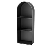 Mensola da parete nera da incasso con luce LED, design ad arco semicircolare in acciaio inox, per bagno, cucina, soggiorno e hotel (30 x 90 x 15 cm)