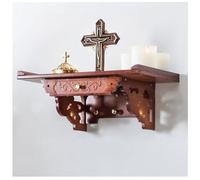 Mensola da Parete per Altare Buddista, Tavolo da Preghiera in Legno con Piastra Estraibile, Tavolo per Offerte Buddiste con Intagli Antichi per la Preghiera e Statua di Buddha,50 * 30cm/19.6 * 11.8in