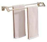 Mensola da parete per bagno con doppi portasciugamani Portasalviette a parete in acciaio inossidabile per riporre gli oggetti in bagno Senza foratura Appendiabiti doppio (oro 60 cm)