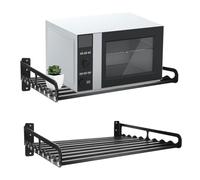 Mensola da parete per forno a microonde con ganci, supporto salvaspazio da cucina per microonde ed essenziali, 127 x 101 cm