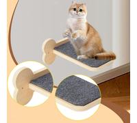 Mensola da parete per gatti con tiragraffi e scala in legno per